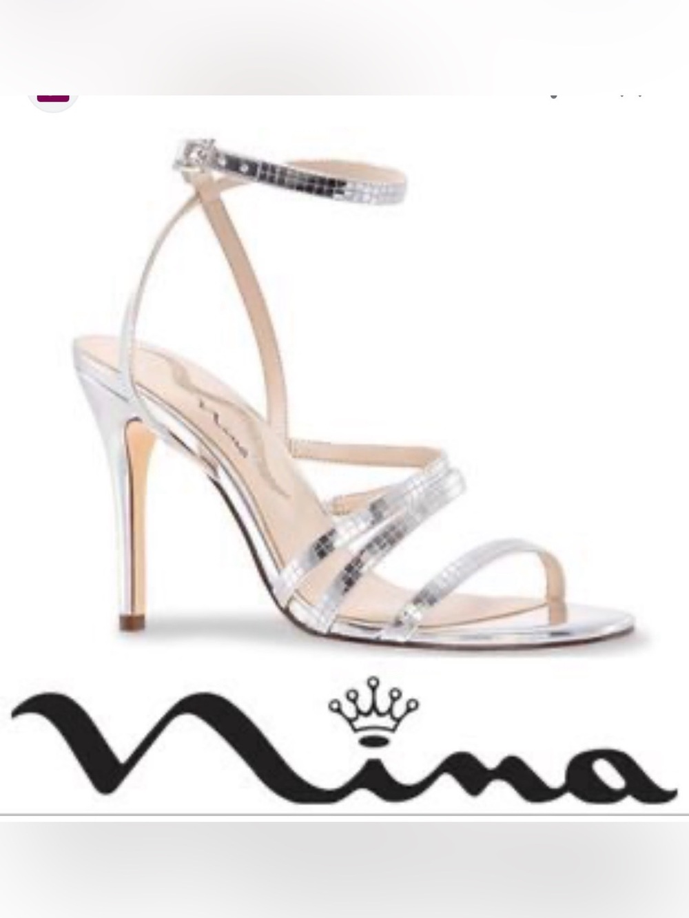 NINA Chela. Metallic Silver Strappy Women's Sandals